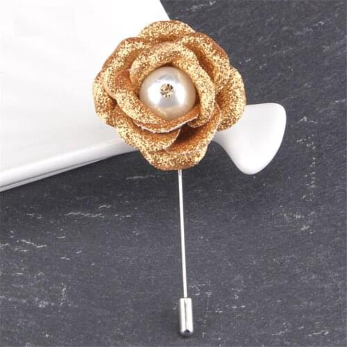 Elegant Pearl Flowers Brooches Pins Jewelry Handmade Ribbon Boutonniere Wedding Brooch For Men Women Party Accessories