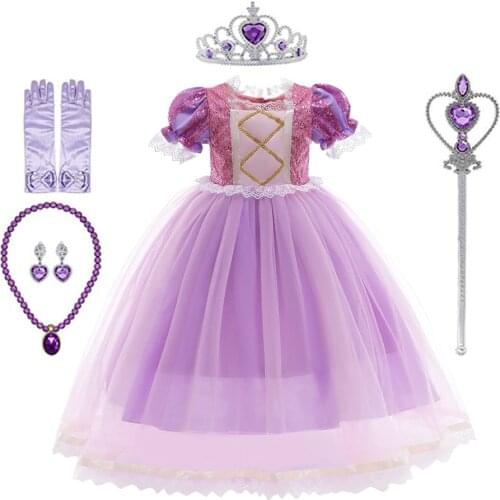 Violet Kids Dresses Children Costume Princess Girls Dress Cosplay Halloween Purim Holiday Fancy Dress up for Girls