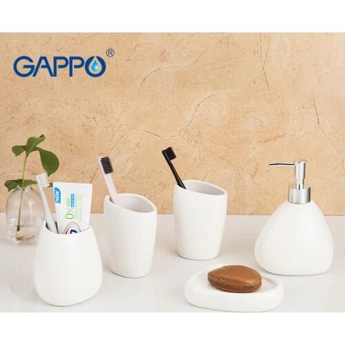 Gappo Bathroom Cup Dishes Soap Soap dispenser soap dish 5pcs set home bathroom Bathroom wash set