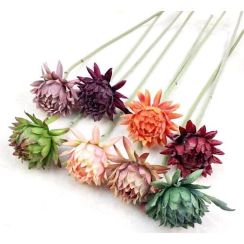 10pcs Silk Imitation Saussurea Stems Simulation Fake Artichoke Flower Branch for Home Wedding Centerpieces Floral Decoration