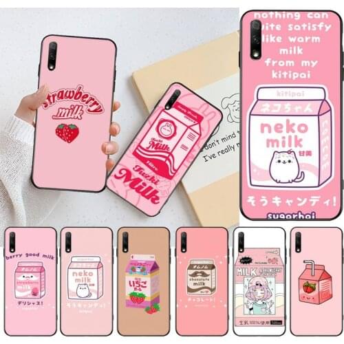 Kawaii Japanese Strawberry Milk Phone Case For Huawei Nova 6se 7 7pro 7se honor 7A 8A 7C Prime2019