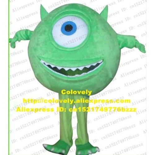 Dogged Green Monsters Inc Mike Wazowski Monster Freak Mascot Costume Cartoon Green Skin One Big Eye Smile No.4155 Free Shipping