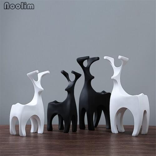 NOOLIM 2Pcs/set Creative Solid Deer Candlestick Retro Ornaments Resin Candle Holder Wedding Bar Party Home Decor Candlestick