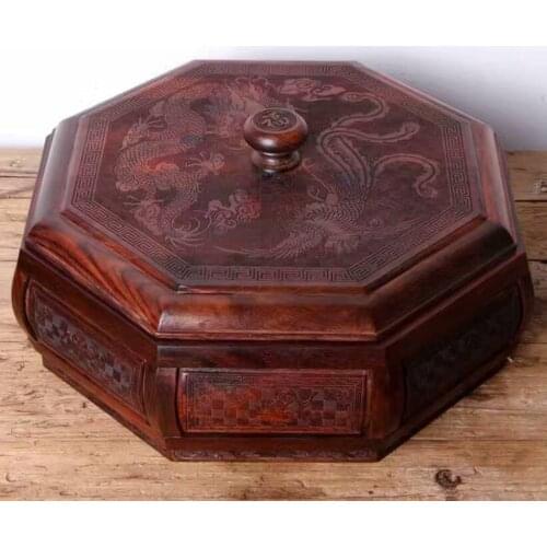 Finest carving African Siam rosewood craft wood organizer flavour Candy box tray storage case fruit bowl wedding decoration