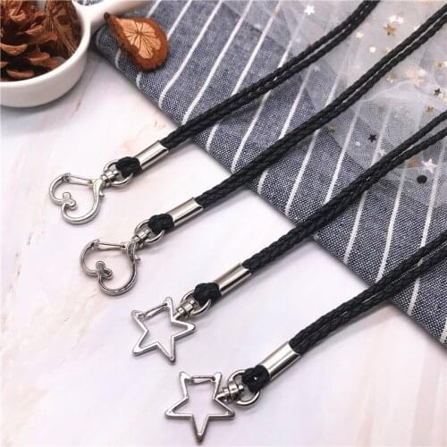Metal love stars head Lanyard Weave Neck strap Mobile phone strap Cord Lanyard for keys Keychain DIY Hang Rope keycord key koord
