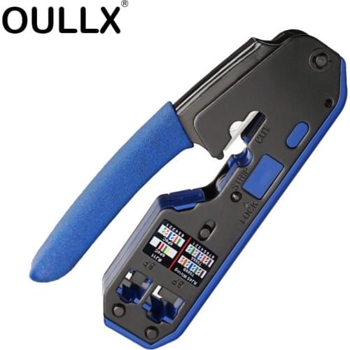 OULLX Multifunctional RJ45 RJ11 Connector Crystal Head 8C8P Network Tool With Wire Stripping Squeeze Crimping Wire Pliers