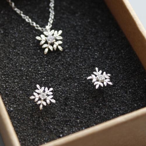 RYOUCUTE Fashion Wedding Bridal Jewelry Sets Silver Color Crystal Snowflake Long Necklaces Earring For Women Dubai Bijoux