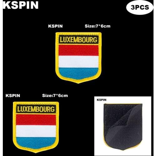 National Flag Patch Hook Loop Luxembourg Badges Armband 3D Stick on Jacket Backpack Stickers