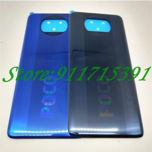 New Original Rear Battery Door For Xiaomi Poco X3 , X3 NFC Back Housing Cover Case with adhesive Replacement parts
