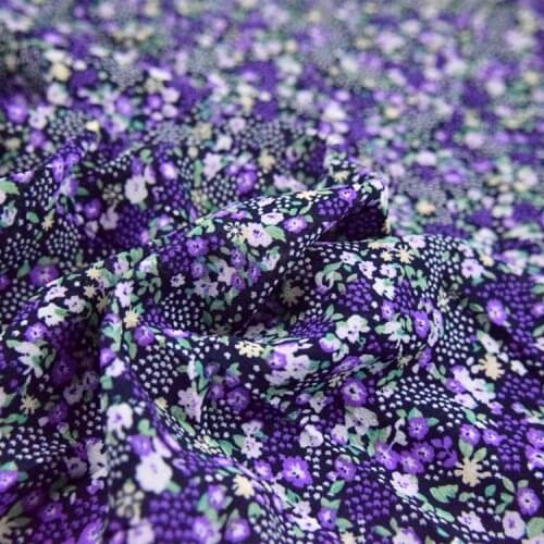 Spring And Summer New Style Fantasy Purple Small Floral Chiffon Yarn Fabric Dress Shirt Womens Handmade DIY Fabric