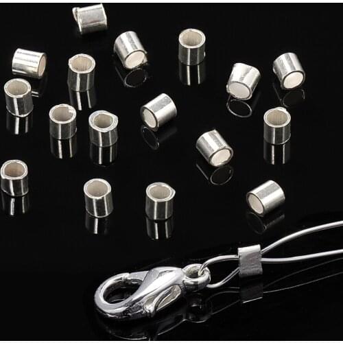 20PCS1.5mm 2mm 2.5mm 925 sterling Silver Crimp & End Beads Silver Crimps Silver End Beads for Jewelry Making Jewelry Findings
