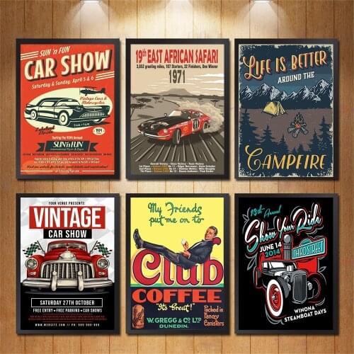Teen Bedroom Decoration Retro Racing Poster Canvas Print High Quality Home Decoration Wall Painting Bar Cafe Art Sticker