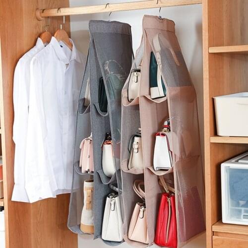 Hanging Handbag Organizer for Wardrobe Closet Transparent Storage Bag Door Wall Clear Sundry Shoe Bag with Hanger Pouch