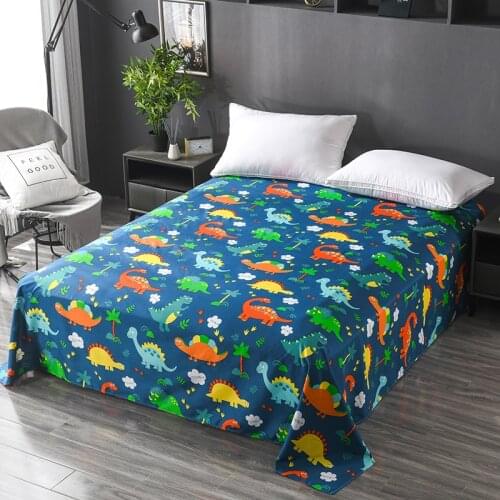 Dinosaur Pattern Flat Sheet Home Bed Sheets Queen King Full Double Fashion Style Bed Cover Star Moon Kids Adults Bedspread 2021