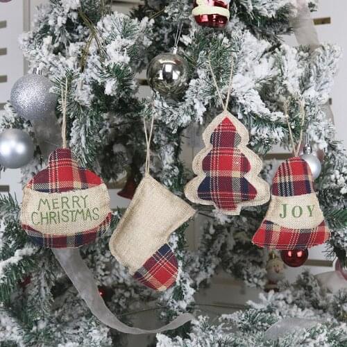Christmas Linen Pendant Christmas Tree Hanging Pendants Xmas Tree Bell Decoration christmas decor for home Party New Year