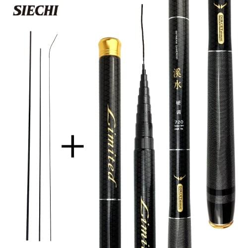 SIECHI Power Strong Hard Fishing Rod 3.6-7.2m Carbon Fiber Telescopic Carp Feeder Stream Hand Pole 2 8 Power vara de pesca