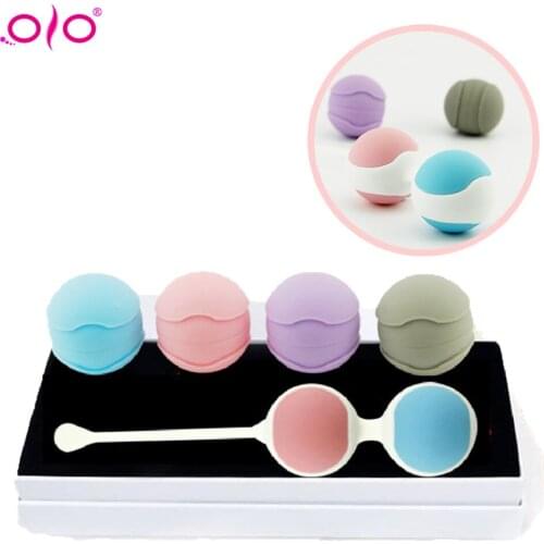 OLO 4 pcs Sex Toys for Woman Vaginal Balls Silicone Shrinking Balls Kegel Geisha Balls Vagina Tighten Exercise Device