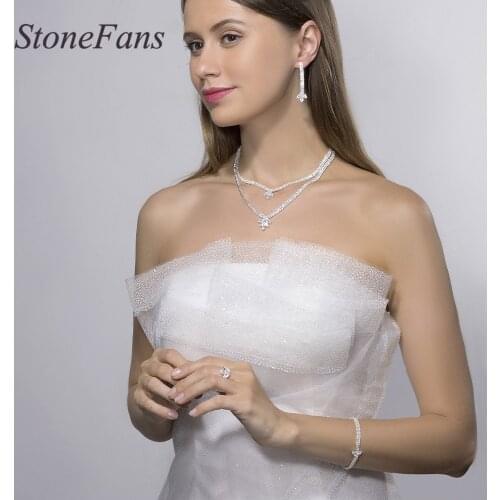 Stonefans Luxurious Double Layer Maple Leaf Necklace Set for Women Wholesale Statement Rhinestone Pendant Necklace Designer Gift