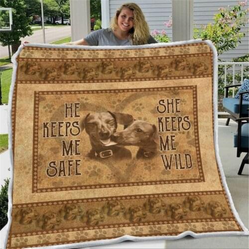 Dachshund Love Blanket Pawslovely 3D full printed Wearable Blanket Adults/kids Fleece Blanket HOME ACCESSORIES