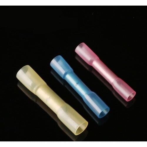 50PCS Heat Shrink Butt Terminal Insulated Butt Electrical Splice Wire Connectors Cable Crimp Terminal Connector BHT1.25