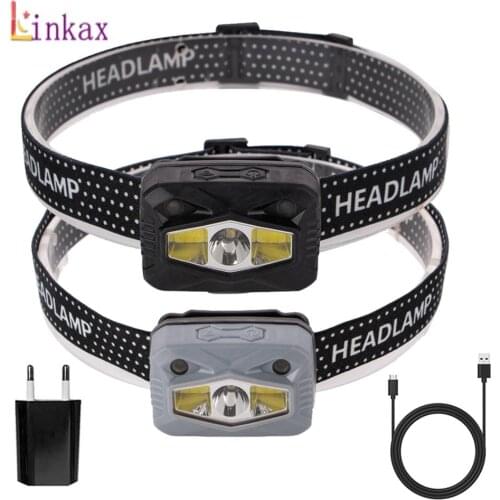 USB Rechargeable LED COB Headlamp Body Motion Sensor Headlight Camping Flashlight Head Light Torch Lamp For fishing/hunting