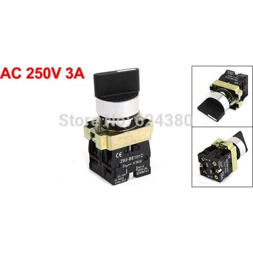 XB2-BD33 Rotary Select Selector Push Button Switch Three 3 Position Lock 1 NO One NC 25mm 1" Mounted Hole ZB2-BE101C Discount