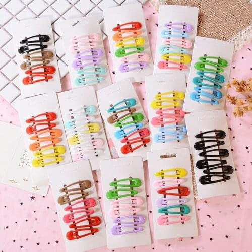 6Pcs 5Cm Cute Hairpins Snap Hair Clips For Girls Hair Pins Color Metal Barrettes For Baby Kids Women Girls Styling Accessories