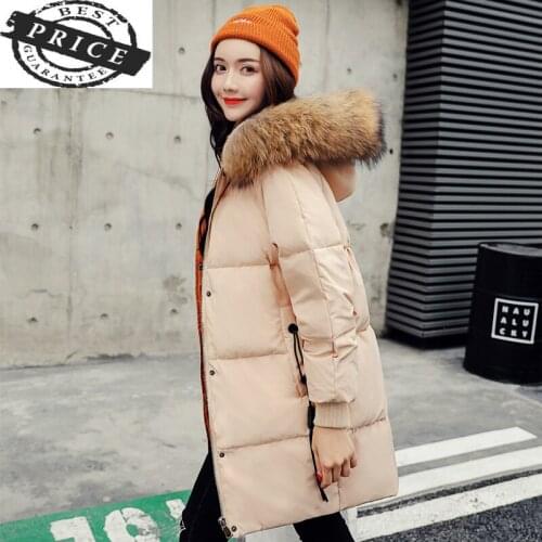 Female Down Coat Winter Down Jacket Women Thick Warm White Duck Down Parkas Korean Fashion Fur Hooded Clothes LWL115a