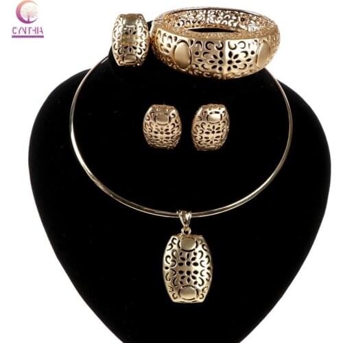 Women Wedding Dress Zinc Alloy Pendant Necklace Earrings Rings Bracelet Jewelry Sets Accessories Holiday