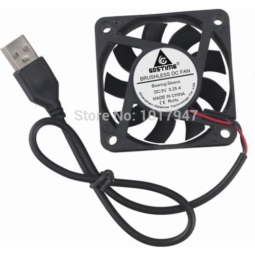 1Pieces Gdstime 5V USB Connector 6cm 60mm 6015 60x15mm Brushless DC Cooling Cooler Fan