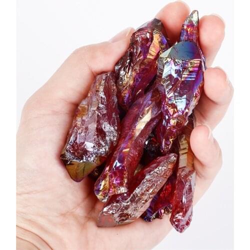 1pcs Natural Crystals Plating Colors Natural Raw Wand Quartz Geode Crystal Cluster Healing Specimen Decor