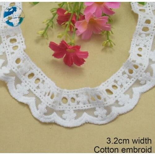 10yards 3.2cm white lace polyester embroidery lace french lace ribbon fabric guipure diy trims knitting sewing Accessories#3039