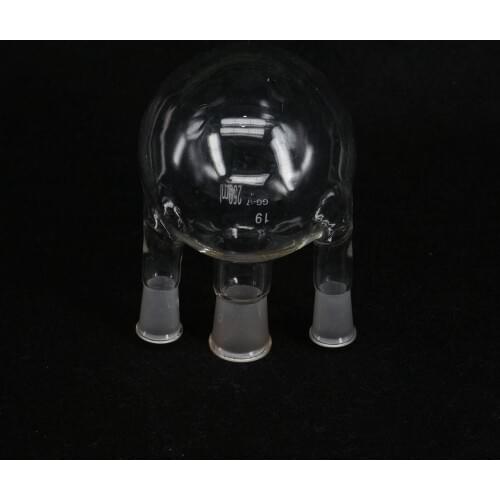 250ml 3-neck 19/14# Central/Branch Straight Joint Round Bottom Lab Glass Flask