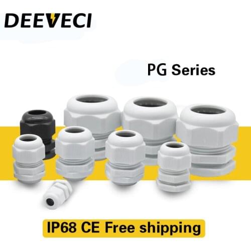5pcs PG Waterproof Cable Gland Cable entry IP68 White Black Nylon Plastic Connector for 10-50mm