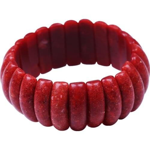 New summer style wide stretch red coral bracelet elastic Cord natural stone bead bracelet for men women bracelets jewelry