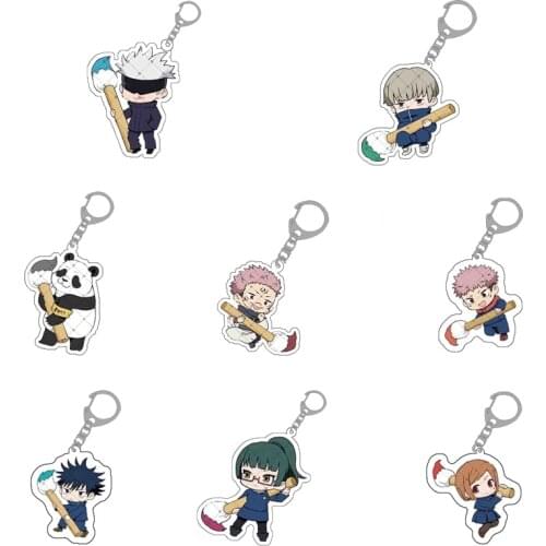 Jujutsu Kaisen Yuji Itadori Anime HD Printed Keychain Cosplay Acrylic Pendant Keyring Cute Funny Cartoon Toy Rare Gift