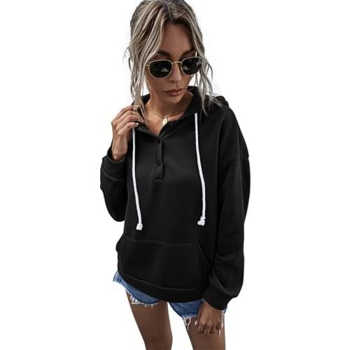 Spring Autumn Women Solid Color Long Sleeve Pocket Drawstring Hoodies Casual Loose Small Fresh Fashion Streetwear Ladies Tops