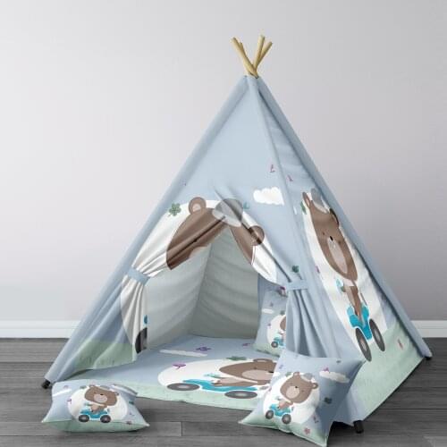 Play Tent for Kids Wigwam Portable Indoor Playground Tents Children Bedrooms Car Brown Bear Model 251