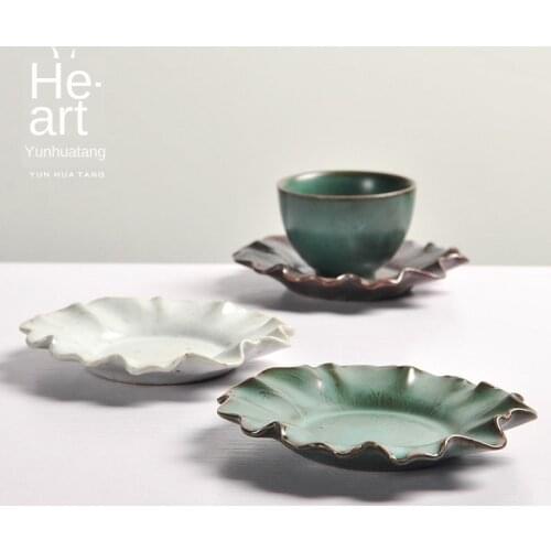 Creative Japanese Earthenware Tea Manual Vintage Coasters Dehua Ceramic Kung Fu Tea Insulation Mat Saucer Tea Set Siteel