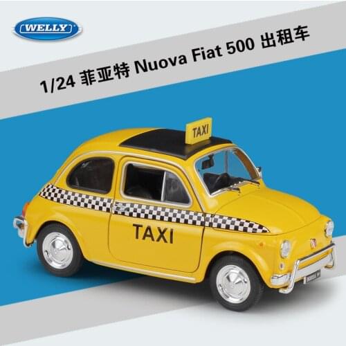 Diecast WELLY 1:24 Scale Fiat 500 Alloy Car Model Toys Adult Collection Decoration Souvenir Ornaments Display Vehicle Gift
