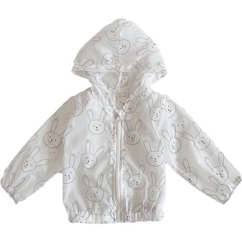 Baby Girls Boy Summer Coat Spring Infant Kids Cartoon Bunny Print Sun Protection Autumn Outwear Newborn Baby Hooded Clothing