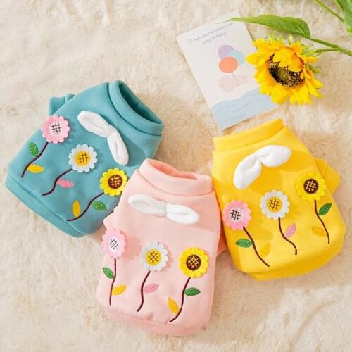 Fashion Pet Clothing Sunflower Clothes for Dog Cartoon Small Costume Hoodie Print Dogs Autumn Winter Fashion Colorful Mascotas