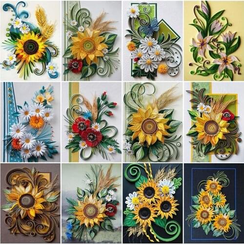 MomoArt Diamond Painiting Flower Full Square Diamond Mosaic Sunflower Cross Stitch Embroidery Picture Of Rhinestones Handicraft
