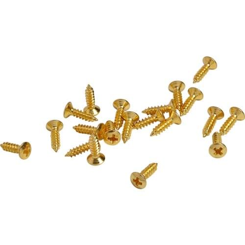 Musiclily Basic 2.5x10mm Metal Metric Thread Guitar Truss Rod Cover Mounting Screws for Epiphone Les Paul, Gold (Set of 20)