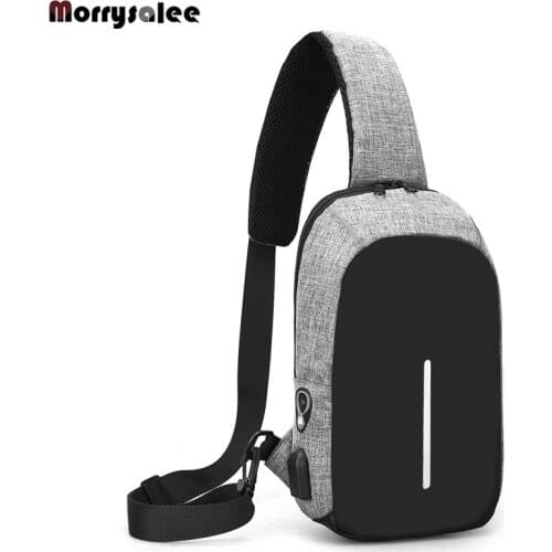 Mens USB Charging Shoulder Crossbody Bag Men Female Stealth Zipper Business Chest Pack Repellent Anti-theft Package