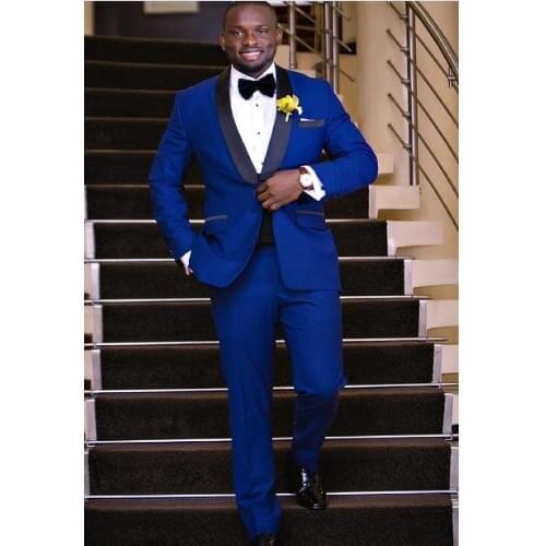 Handsome Groomsmen Shawl Lapel Groom Tuxedos Mens Wedding Dress Man Jacket Blazer Prom Dinner (Jacket+Pants+Tie) 003