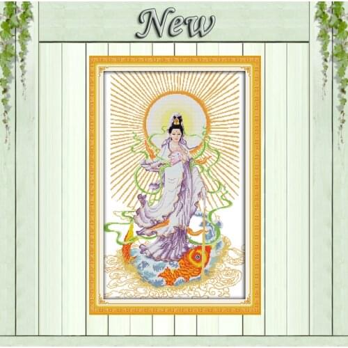 Guanyin Avalokitesvara decor paintings mascot Needlework Counted Print on canvas DMC 11CT 14CT Cross Stitch Sets embroidery kits