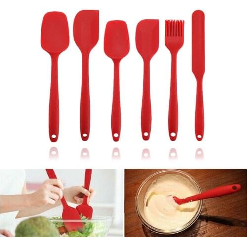 6pcs/set Cooking Tools Set Non-stick Cooking Spoon Spatula Ladle Egg Beaters Silicone Heat-Resistant Cream Scraper Kitchen Tools