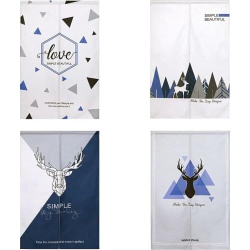 Nordic Fabric Door Curtain Partition Curtain Household Bedroom Kitchen Shelter Curtain Toilet Half Panel Curtain No Punching