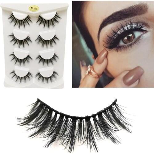 NEW 4 pairs Mink Eyelashes 3D False lashes Thick Crisscross Makeup Eyelash Extension Natural Volume Soft Fake Eye Lashes
